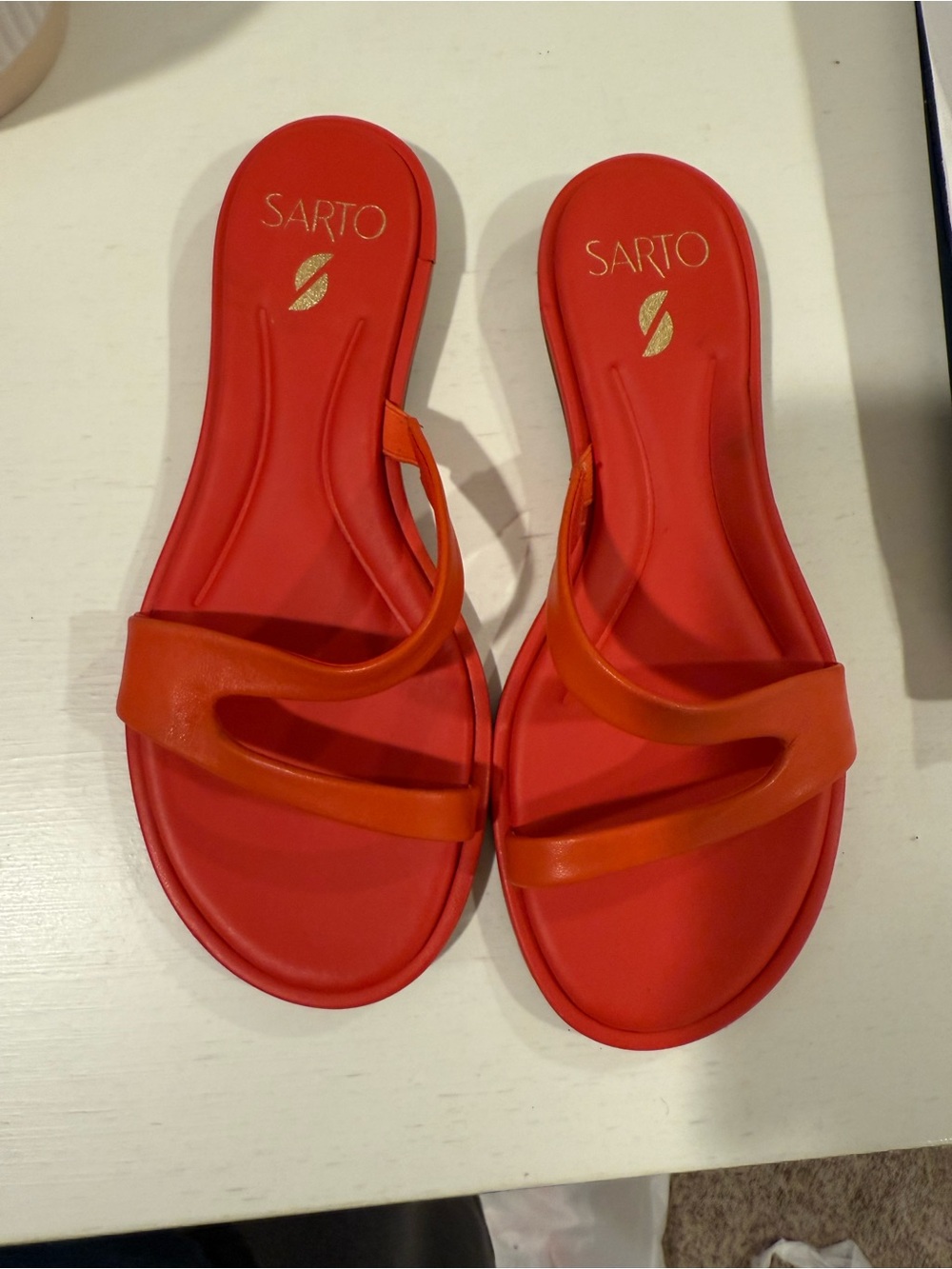 Franco Sarto Red and Orange Slide Sandals